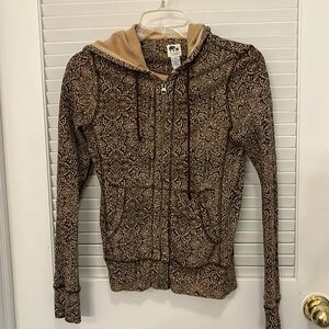 John robshaw for Lucky. Zip up hoodie. Brown/tan. Size XS